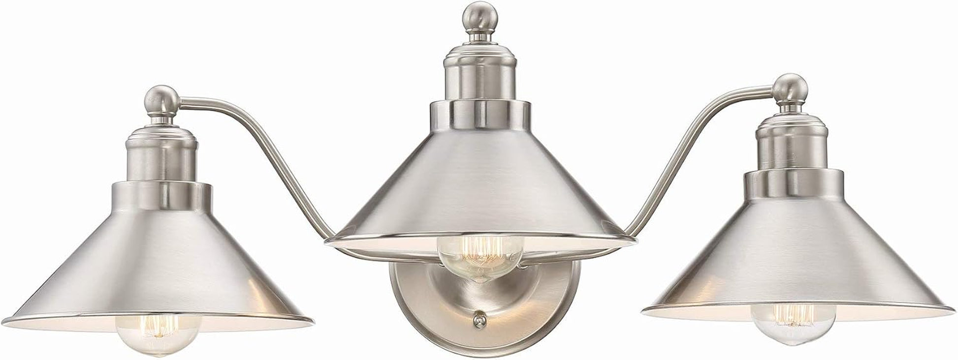 Welton 25.5" Modern Industrial 3-Light Vanity and Bathroom Light Fixture in Brushed Nickel Finish