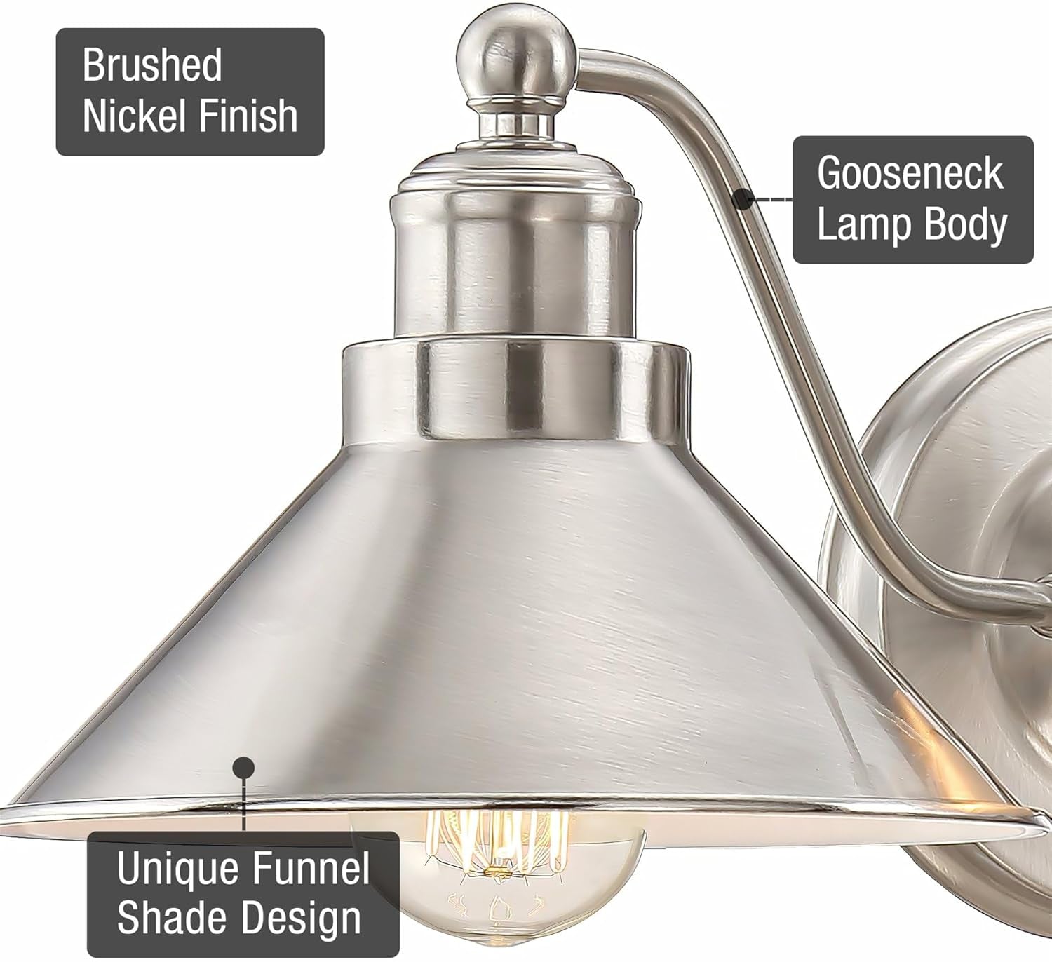 Welton 25.5" Modern Industrial 3-Light Vanity and Bathroom Light Fixture in Brushed Nickel Finish