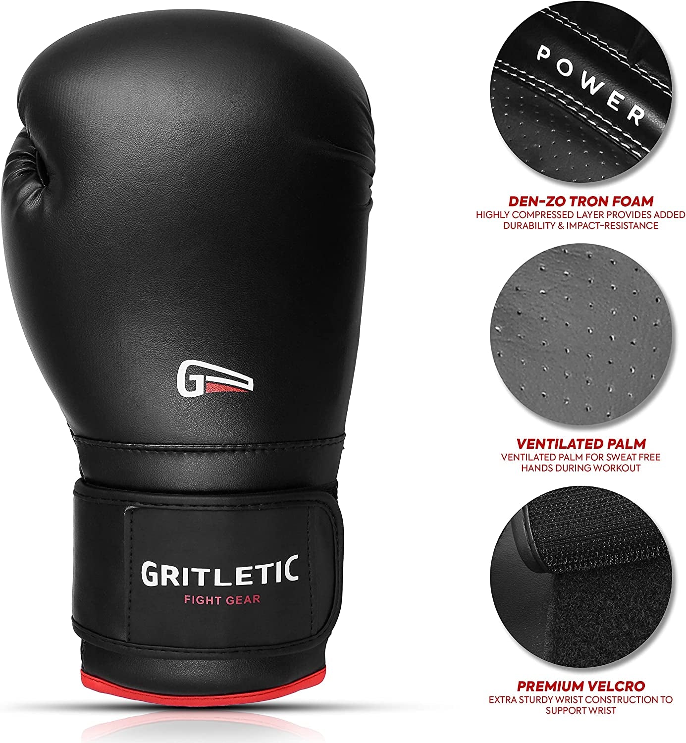 Boxing & MMA Training Gloves - Supreme Boxing Gloves for Men & Women. 8,10,12,14 & 16Oz Kickboxing Gloves (8Oz, Black)